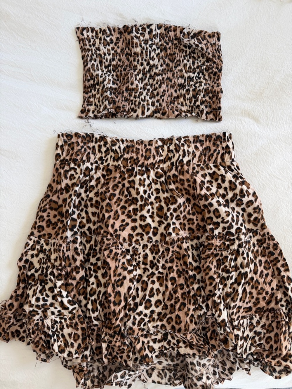 Showpo Leopard Print Tiered Skirt and Tube Top Set - Brown